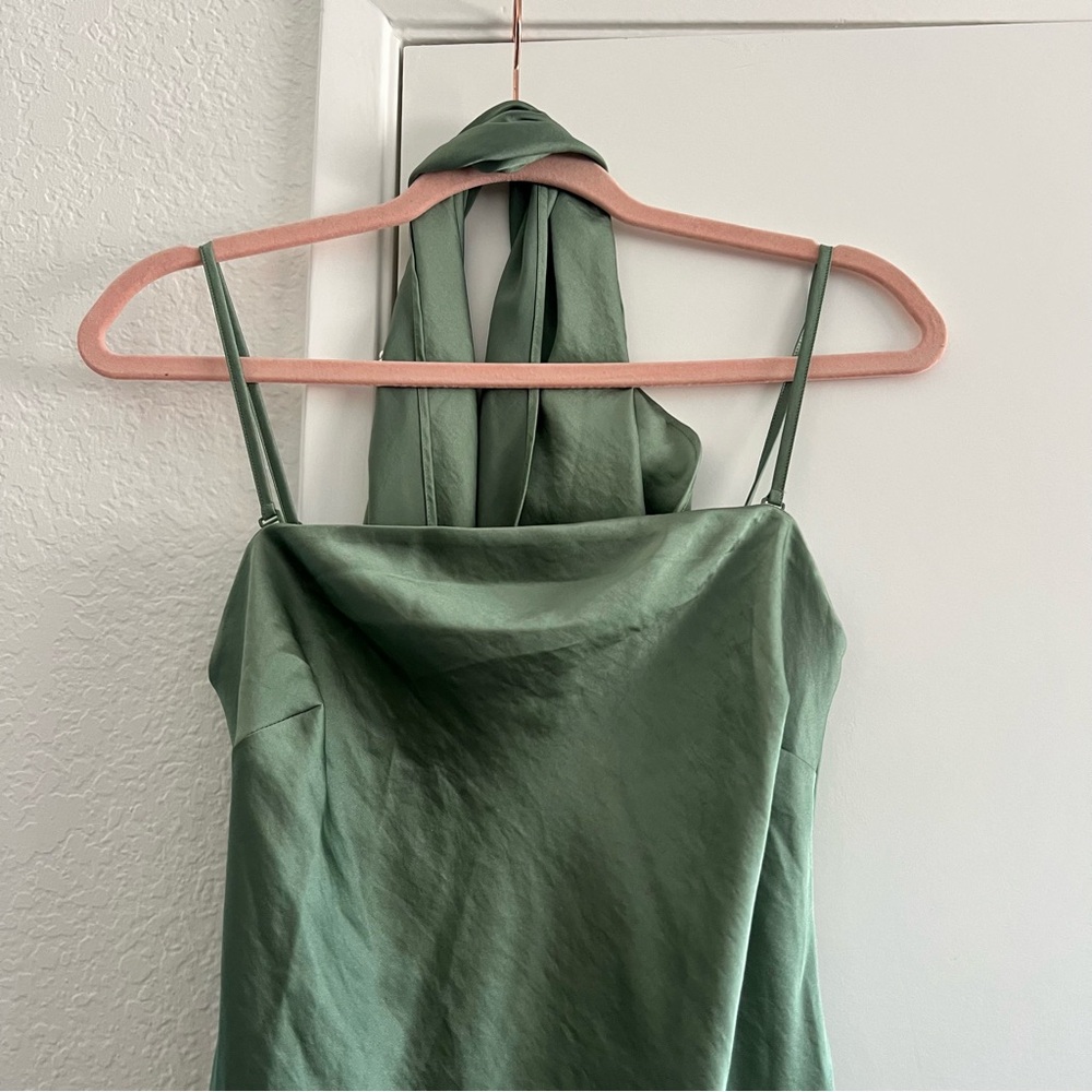 A&F Julia Strapless Scarf Elegant Maxi or Mid Dress
 Satin Green Strapless SP - Picture 9 of 12